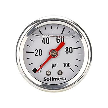 Imagem de Solimeta 3,81 cm Tamanho do Mostrador, Caixa de Aço Inoxidável 304, Preenchida com óleo, Medidor de Pressão de Combustível 1/8 NPT, Medidor de Pressão de Combustível Inline de Substituição Automotiva, 0-100Psi, -3-2-3%