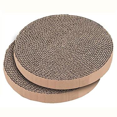 Imagem de AUOON Almofada de substituição para arranhador de gatos, almofada de substituição para arranhador de brinquedo turbo, almofada de substituição para arranhador de gato de papelão pacote com 2 (serve apenas para brinquedo arranhador)