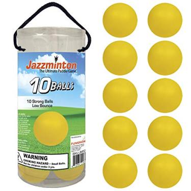 Imagem de Speed Ball Yellow Pacote com 10 para brincadeiras rápidas com raquetes de madeira – Jogo de raquete divertido em família para atividades ao ar livre