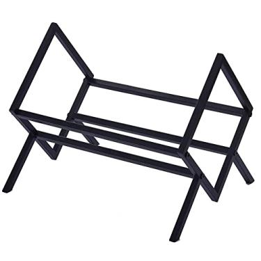 Imagem de KIZQYN Estante criativa pequena estante sobre a mesa mesa mesa de escritório pequeno livro revista armazenamento rack de metal arte lateral ferro forjado estante de livros (tamanho: 1)