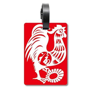 Imagem de Ano do galo animal China zodíaco mala etiqueta bagagem cartão pendurado etiqueta, Multicolorido.