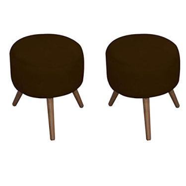 Imagem de Kit 2 Puff Redondo Paola Suede Marrom Chocolate - JRV Móveis