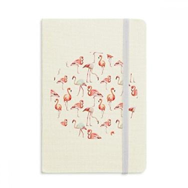 Imagem de Caderno com estampa de flamingo rosa e branco oficial de tecido capa dura diário clássico