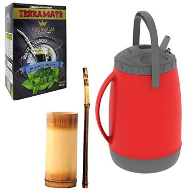 Imagem de Kit Tereré Cuia Bomba Bambu Garrafa Térm. Atacama Erva Mate