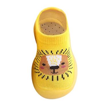 Imagem de Chinelos de spa para meninos crianças meninos sola fofa de borracha meias de malha sapatos chinelos quentes criança tamanco infantil, Amarelo, 3-6 Meses