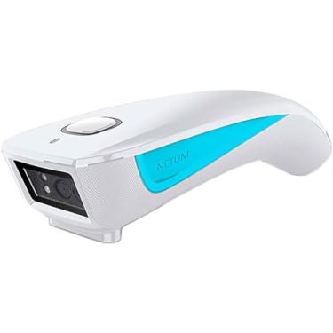 Imagem de NETUM Mini scanner de código de barras QR sem fio atualizado, bolso portátil Bluetooth 3 em 1, pequeno leitor de código de barras 1D 2D, leitura automática rápida e precisa para POS, C850 branco
