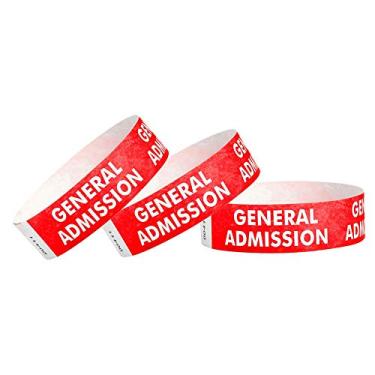 Imagem de Pulseiras Tyvek de 3/4 polegada para admissão geral da WristCo, Vermelho, 500 Count