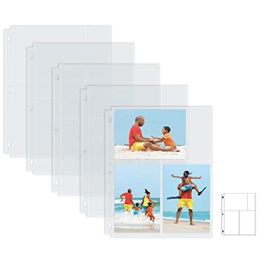 Imagem de Better Office Products Folhas de refil de álbum de fotos, formato misto de 10 x 15 cm, peso pesado, refis de página para fichário de fotos com 3 anéis, 300 fotos no total (pacote com 50)