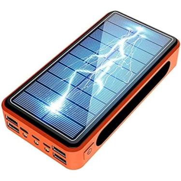 Imagem de Banco de energia solar 50000mAh, carregador solar portátil 2020 mais recente com 4 saídas USB e entrada tipo C à prova d'água 28 LED lanterna portátil bateria para atividades ao ar livre, la