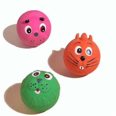 Imagem de Hoiasem 3 peças de brinquedo para filhotes de látex de 6 cm, brinquedos engraçados para animais de estimação, brincadeiras interativas para cães pequenos, cores sortidas