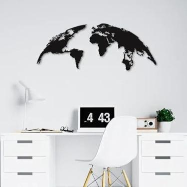 Imagem de Escultura de Parede Mapa Mundi Globo 45x18 Preta
