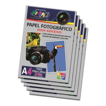 Imagem de Kit 5 Pacotes de Papel Fotográfico Adesivo A4 135g Com 20 Folhas Em Ca