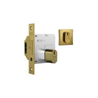 Imagem de Fechadura porta de correr e bater stam 1006 gold dourada asa de avião 