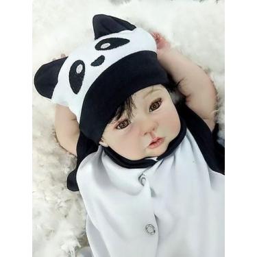 Imagem de Lindo Bebê Recém Nascido Cabelo Fio a Fio + Enxoval Pandinha - Mundo A