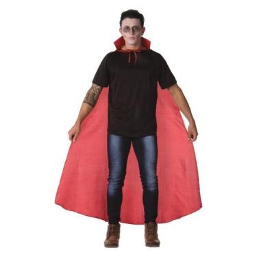 Imagem de Capa Vermelha Adulto Longa de Vampiro com Gola - Fantasias Carol FSP, 
