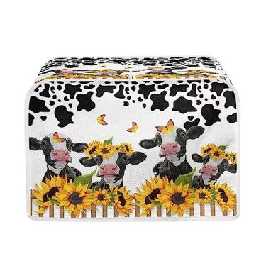 Imagem de UNICEU Girassol Farm Cow Animal 2 Fatias Acolchoada Torradeira Capa de Poeira e Capa de Máquina de Fazer Pão para Pequenos Eletrodomésticos