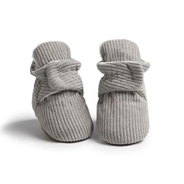 Imagem de Babelvit Botas de lã macia para bebês recém-nascidos, meninos, meninas, sapatos antiderrapantes para crianças pequenas, sapatos de inverno para berço, 003 Cinza-claro, 0-6 Meses