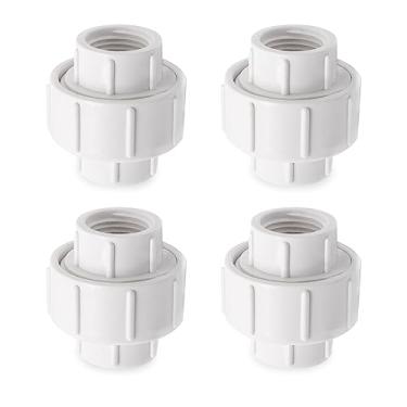 Imagem de BENLIUDH Conexões de união de tubos de PVC de 1/5.1 cm, conectores de PVC, adaptador de acoplamento de rosca fêmea (1/5.1 cm, 4 peças)