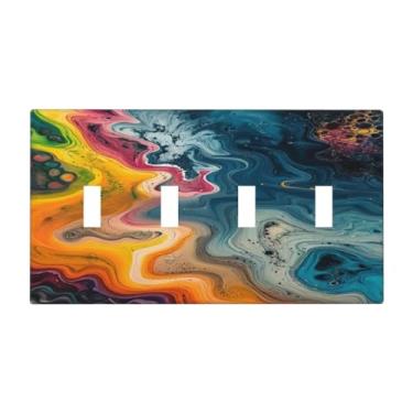 Imagem de Thsanju Capa para interruptor de luz, colorido, artístico, abstrato, fluido, 4 gangs, placas de interruptor quadriciclo, placa decorativa para decoração de quarto e sala de estar