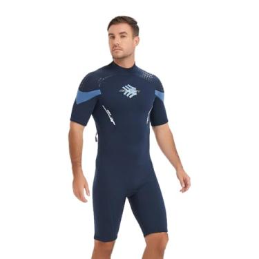 Imagem de Jsnorklet Roupas de mergulho masculinas curtas, de neoprene com zíper nas costas, 3 mm, mantém aquecido em água fria para natação, snorkeling, surfe
