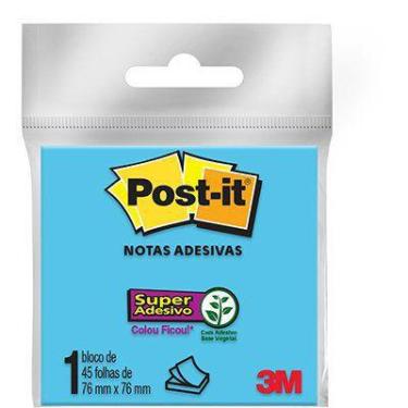 Imagem de Bloco Adesivo Post-it Super Notas 76 mm x 76 mm 45 folhas - 3M, AZUL