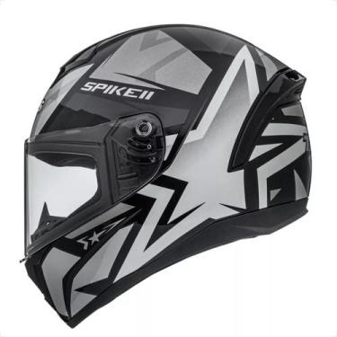 Imagem de Capacete Moto Peels Spike 2 1st Preto Prata Brilhante Metal, 56