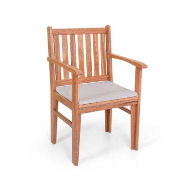 Imagem de Banco Jardim 1 Lugar PREMIUM madeira de LEI com Estofado Bege Área Ext