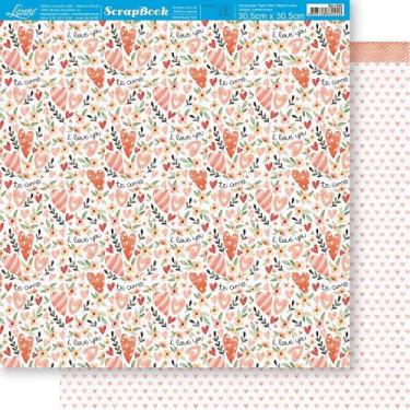 Imagem de Papel Scrapbook Dupla Face Corações e Flores Sd-1185 30,5x30,5cm Litoa
