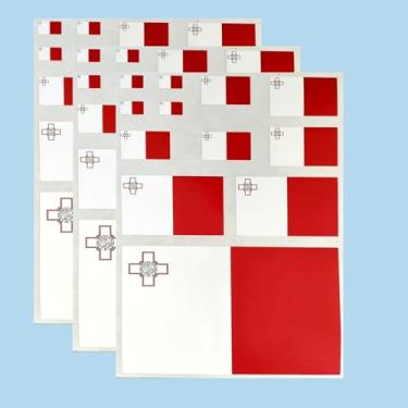 Imagem de Ruoming Ruoming Conjunto de adesivos de bandeira nacional, vários tamanhos, 3 folhas (Malta)