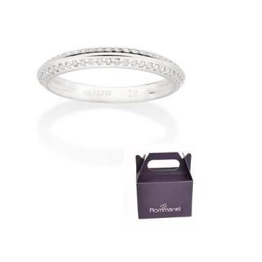Imagem de Meia Aliança Prata Maciça 925 com Zircônias Rommanel 810297, 14, Prata