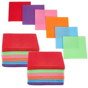 Imagem de SOFPLATE 6 cores, 30 peças, marcadores quadrados, fixadores de gancho e laço, adesivos de carpete retangulares de nylon colorido, pontos em pé para escritório, distanciamento social, fila de espera,