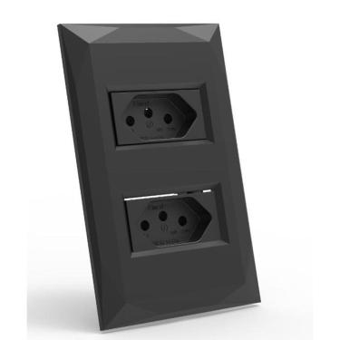 Imagem de Mt- Cj Tomada Dupla 10A Montado 4X2 - Doha Preto