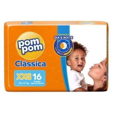 Imagem de Fralda Pom Pom Clássica Jumbo 1 Pacote Tamanho XXG - 16 Unidades