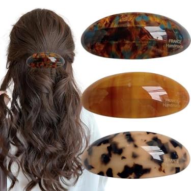 Imagem de 3 presilhas de cabelo de acetato, prendedor de cabelo vintage grande para mulheres, grampos de cabelo com concha de tartaruga francesa, clipes de cabelo vintage, acessórios para mulheres, meninas,