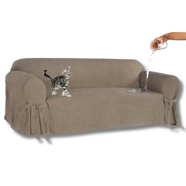 Imagem de Capa Protetora Para Sofá de 3 Lugares Acquablock Impermeável (Marrom)