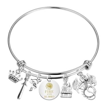 Imagem de FAADBUK Pulseira de sangue inspirada em Fire Book para presente Targaryen para Bookish, Small, Aço inoxidável, Sem Pedra Preciosa