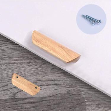 Imagem de Puxador de borda de dedo semicircular de madeira de borracha de madeira maciça, puxadores de gaveta de cômoda de móveis de banheiro, puxadores de porta de armário de guarda-roupa, puxadores de armário