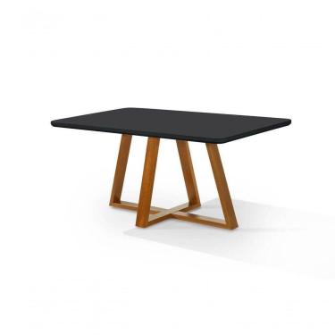 Imagem de Mesa De Jantar Bela Retangular Pés Madeira Maciça 160 Cm cast/preto