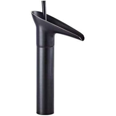 Imagem de Torneiras De Banheiro Em Cascata Torneira Misturadora De Bacia De Banheiro Pia De Banheiro Vintage 1 Alavanca Torneiras Misturadoras De Bacia De Banheiro Um Furo, Cromado, Black, Tall