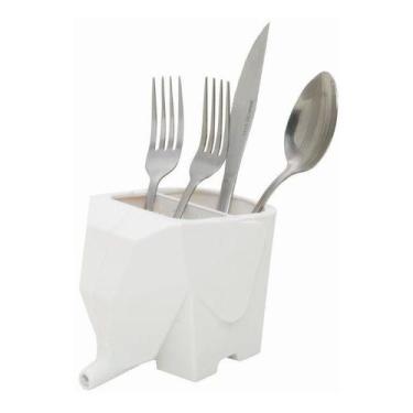 Imagem de Kit 5 Escorredores de Talheres Elefante - Branco - Bem Útil