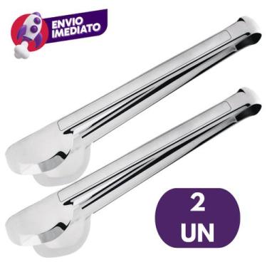 Imagem de Kit Pegador Universal 29Cm Tipo Pinça Em Inox Premium Multiuso Salada 
