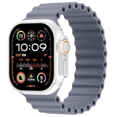 Imagem de Pulseira esportiva oceânica compatível com Apple Watch Ultra 2, séries 10, 9, 8, SE, 7, 6, 5, 4 e 3 de 49 mm, 46 mm, 45 mm, 44 mm, 42 mm, 41 mm, 40 mm, 38 mm, 49 mm, 46 mm, 4 e 3
