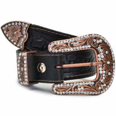 Imagem de Cinto Feminino Country Couro Fivela Estampada Detalhes - Mila Marques,