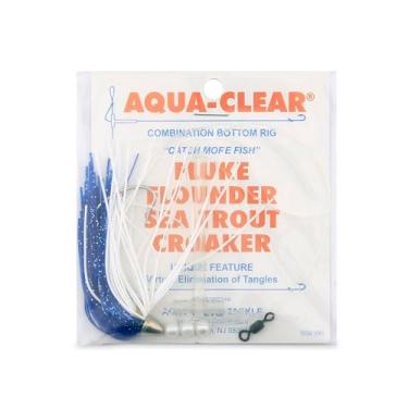 Imagem de Aqua-Clear, Teaser Flasher Rig, Single Leadr, Flndr/Fluke/Seatrout/Croaker, 4/0 Nckl WideGapHook, AFW Swvl, 40 lb/18.1 kg GS Mono, T-Standoff, Azul/Branco Kingbuster, Pérolas