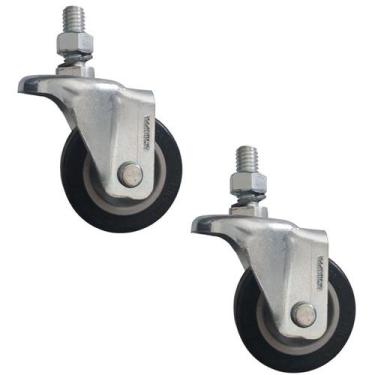 Imagem de 2 Rodízio Roda Espiga Parafuso Fixo Pvc sem Freio 50mm Anti Risco Flae