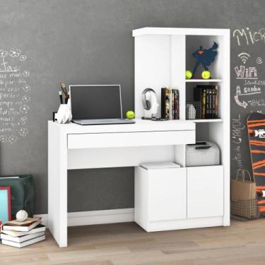 Imagem de Mesa Escrivaninha 122,5cm com Estante de 2 Portas e 1 Gaveta ME4143 Te