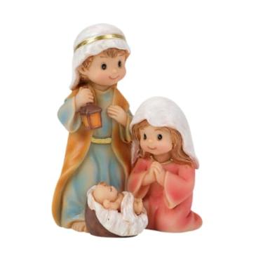 Imagem de WeiLaiKeQi Presépio de Natal, Sagrada Família, Presépio, Estátua de Resina para Decoração de Casa, Enfeite para Escritório, Inauguração de Casa, Mesa, com Luz