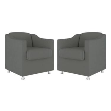 Imagem de Kit 2 Poltronas Bia Decorativa Reforçada Recepção Clinica Salão Sala De Estar Suede