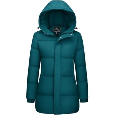 Imagem de Jaqueta acolchoada de inverno MAGCOMSEN para mulheres verde esmeralda