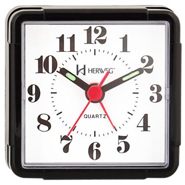 Imagem de Relogio Despertador Quadrado Analógico Preto Herweg